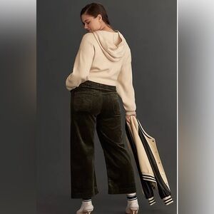 Beautiful Anthropologie X Maeve The Colette Cropped Wide-Leg Corduroy Pants Moss